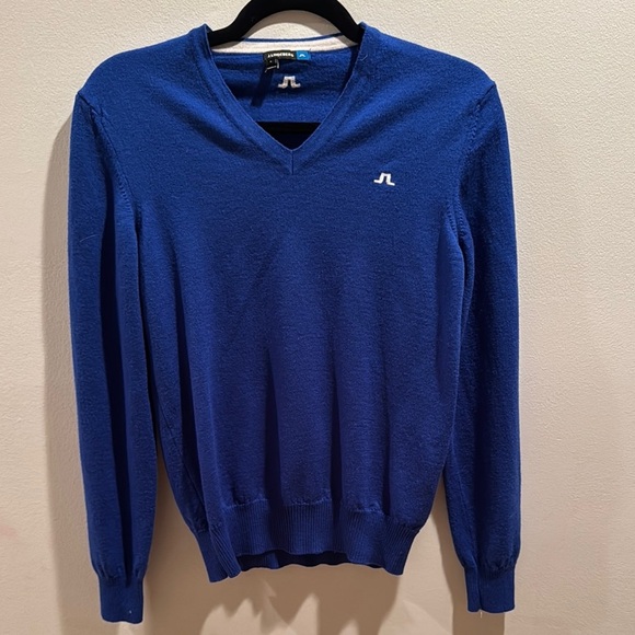 J Lindeberg Small Electric Blue Merino Wool V neck St - Picture 2 of 6